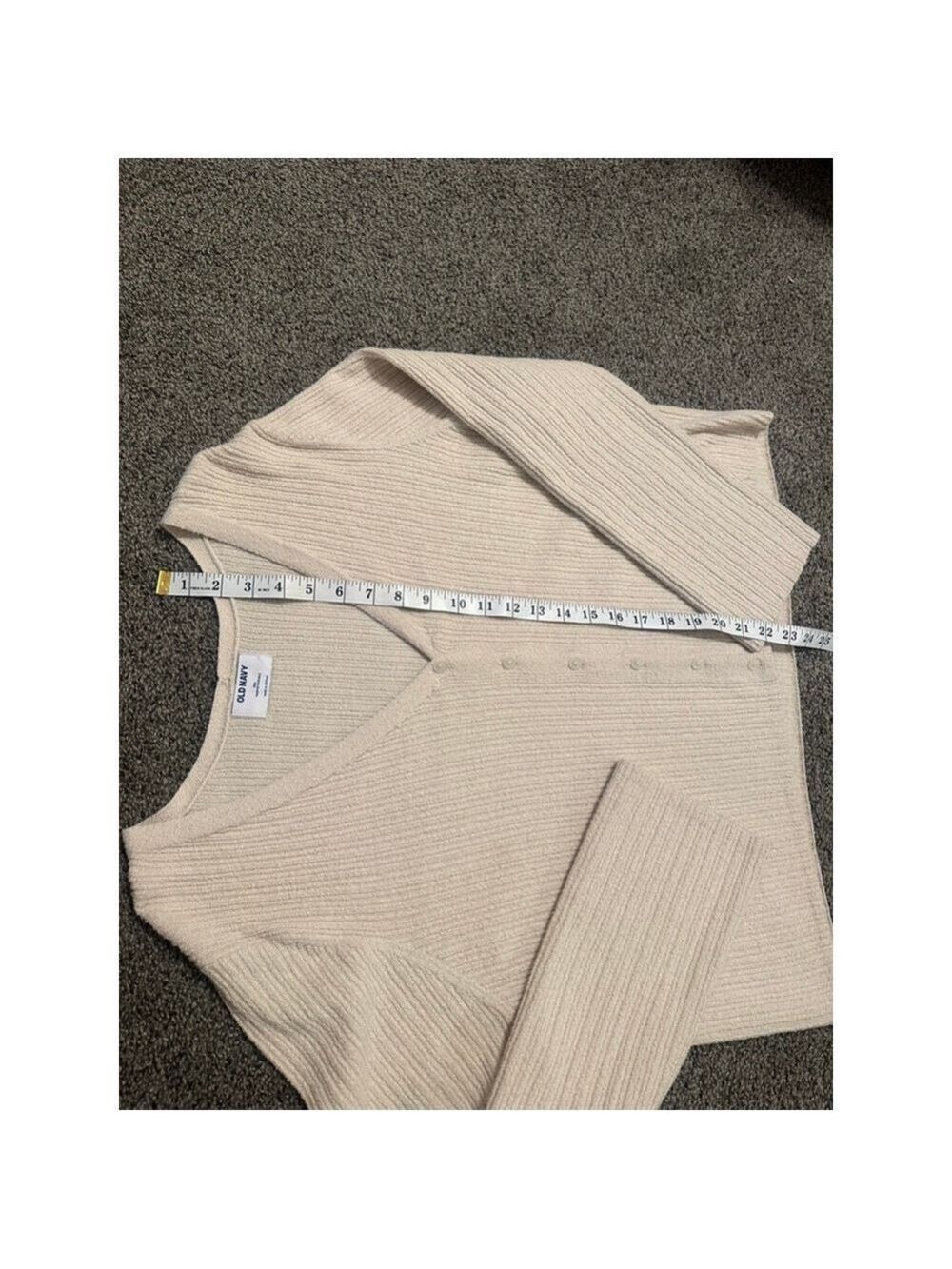 Old Navy Beige Ribbed V Neck Cardigan Women's XXL - Picture 5 of 9